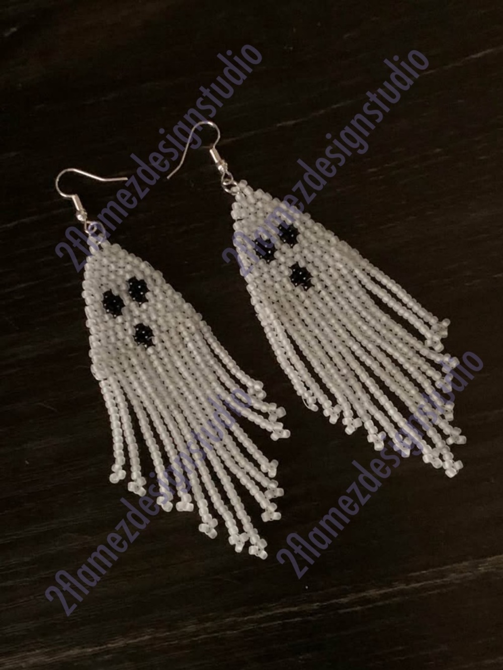 Glow-In-The-Dark Seed Bead Ghost Earrings